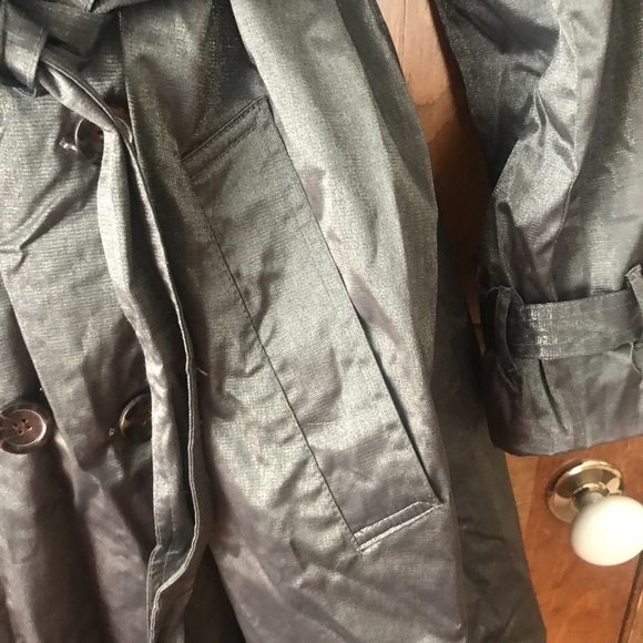 Joan Rivers Olive w/Shimmer Trench Coat w/Epaulettes Size 2X - Picture 9 of 16